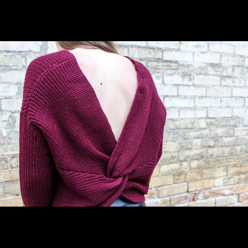 Wine Twist Back Sweater Winter